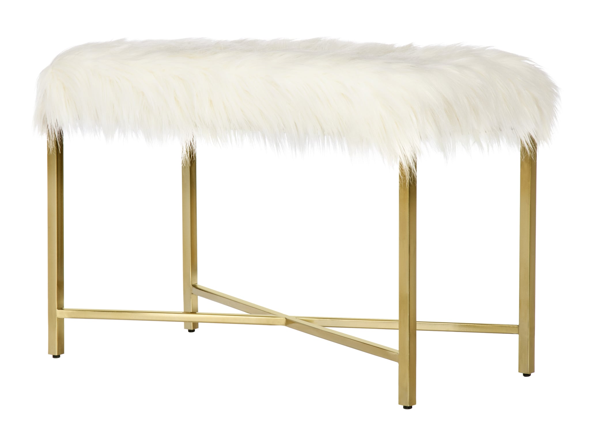 White And Gold Faux Fur Bench 100 Redecorating Your Home Just