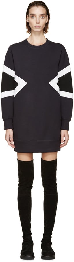 Neil Barrett Indigo Colorblocked Modernist Sweatshirt Dress ($410)