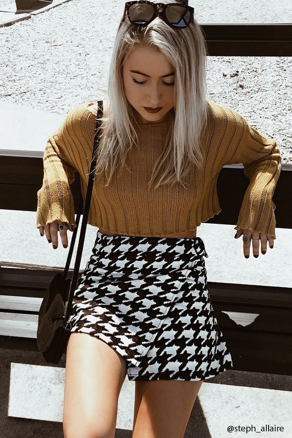 Forever 21 Houndstooth-Print Wrap Skirt