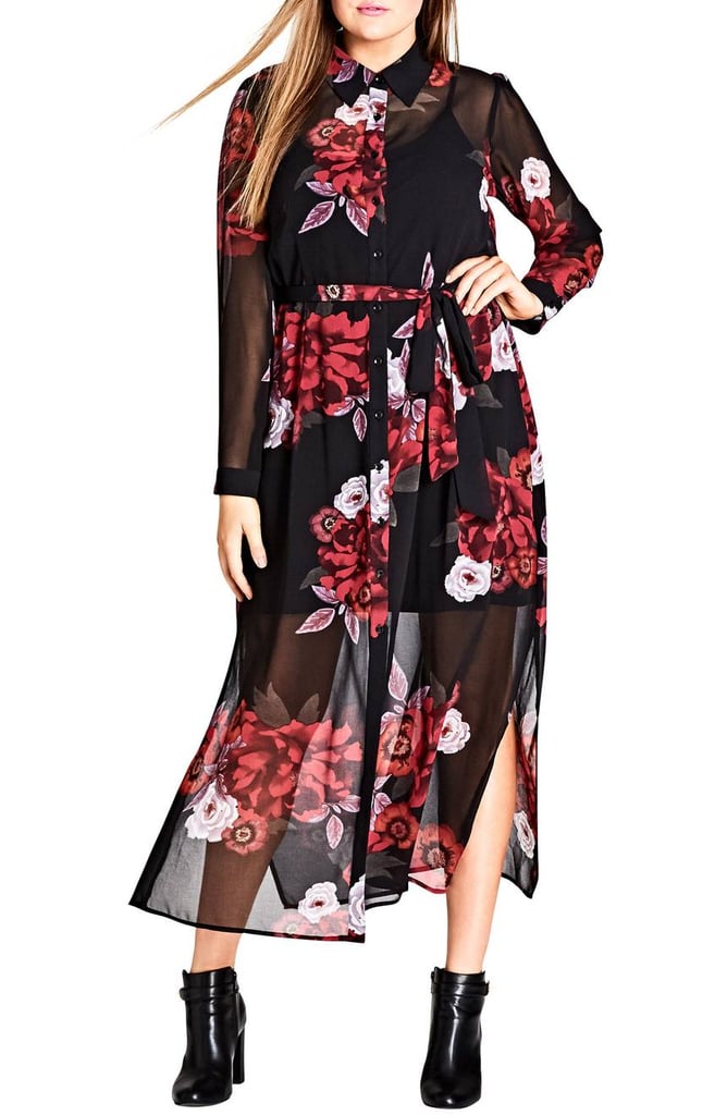 City Chic Rose Print Maxi Dress