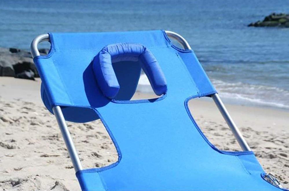 beach chair with face hole
