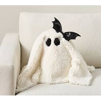 Coussin Halloween Pottery Barn – Fantôme Doug The Dog, 30 Cm, Peluche, Neuf