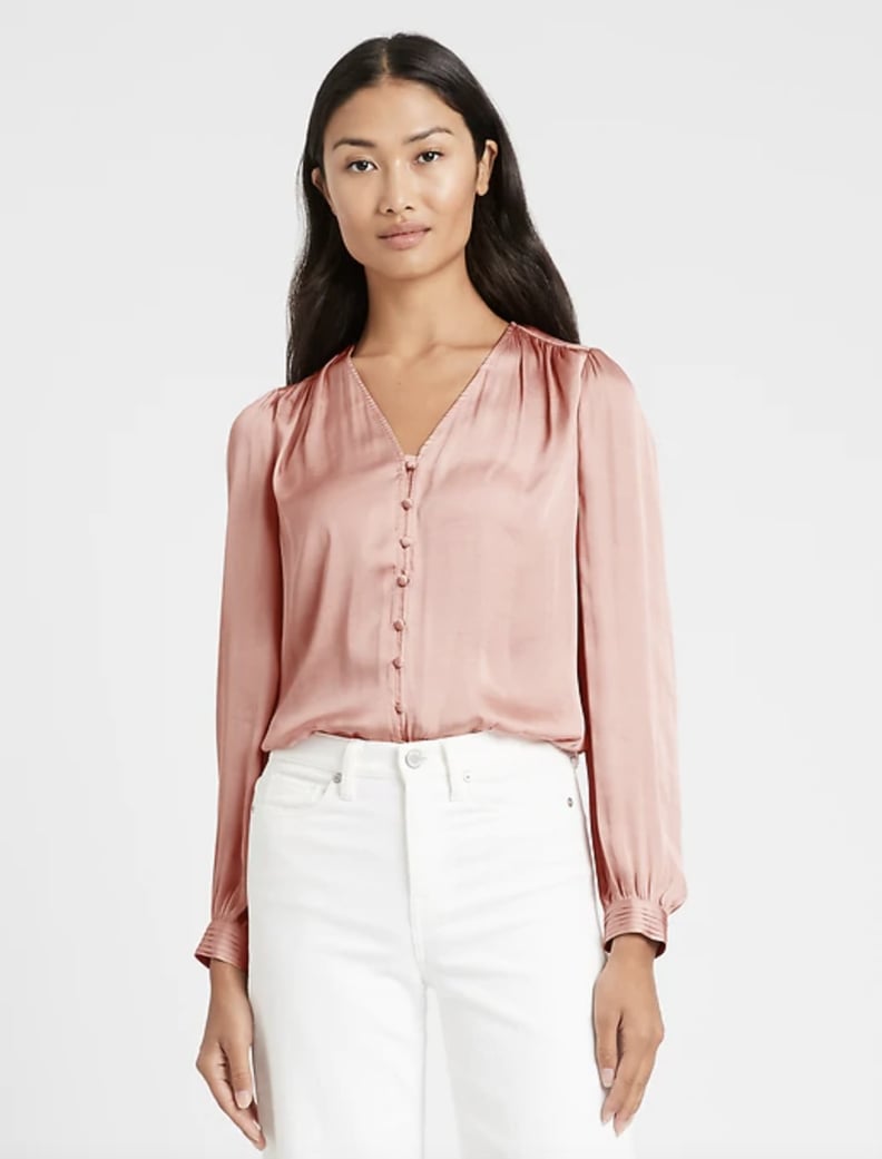 Banana Republic Soft Satin V-Neck Blouse