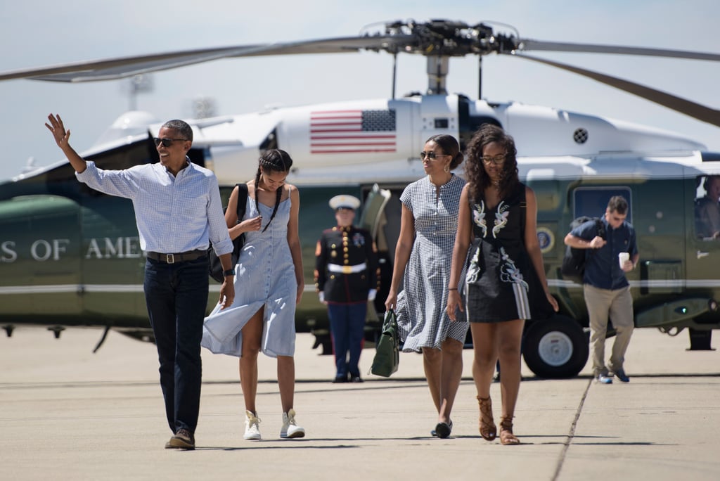 Michelle Obama Gingham Dress at Airport June 2016