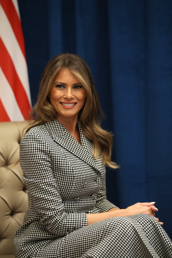 Melania Trump Wearing Checkered Dior Suit