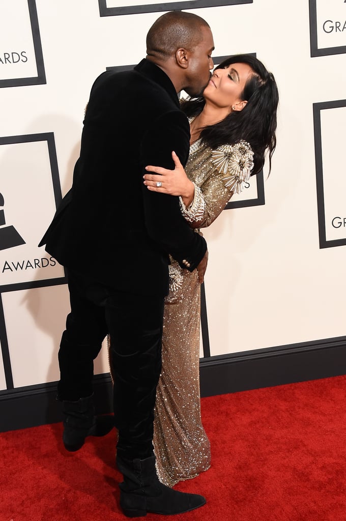 Kim Kardashian and Kanye West at the Grammys 2015