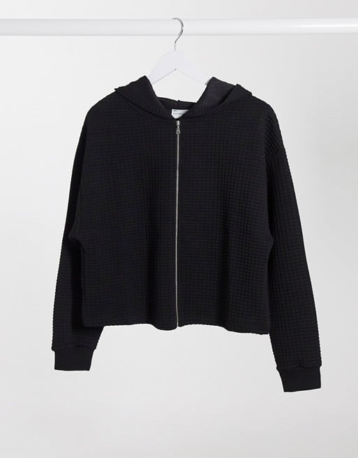ASOS DESIGN quilted hoodie with zip