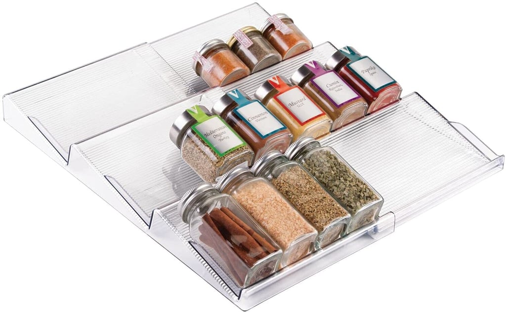 mDesign Adjustable, Expandable Plastic Drawer Organiser 3 Slanted Tiers