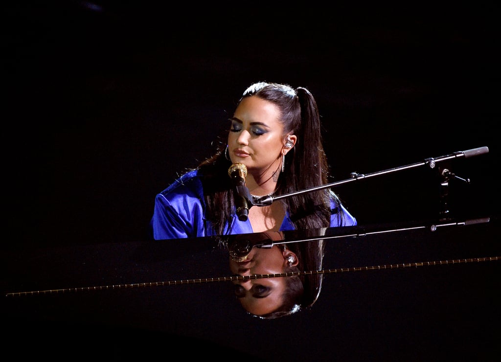 Demi Lovato Purple Suit at Billboard Music Awards 2020