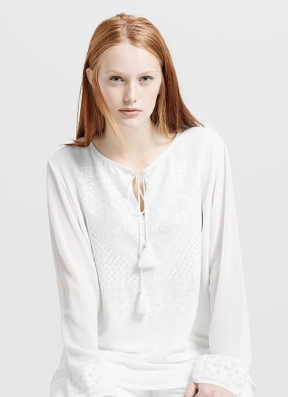 Violeta BY MANGO Embroidered Cord Blouse ($110)