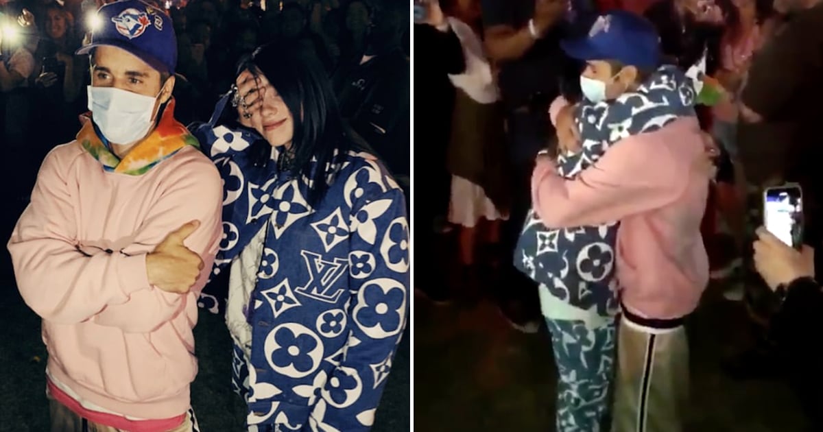 Billie Eilish Meeting Justin Bieber At Coachella 2019 Video Popsugar Celebrity