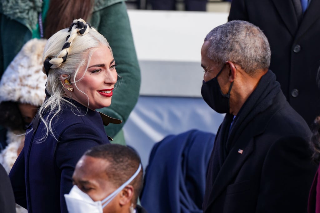 Barack Obama and Lady Gaga Hug and Chat at the Inauguration