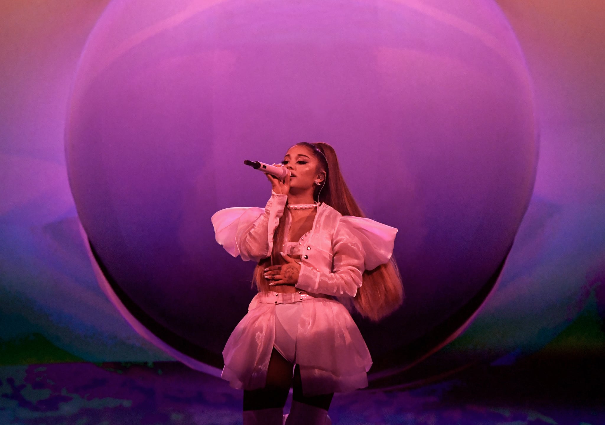 LONDON, ENGLAND - AUGUST 17: Ariana Grande performs on stage during her 