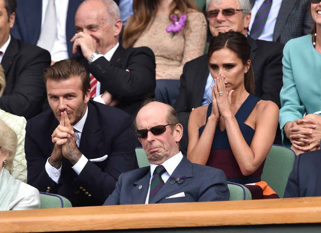 David and Victoria were enthralled by the match.