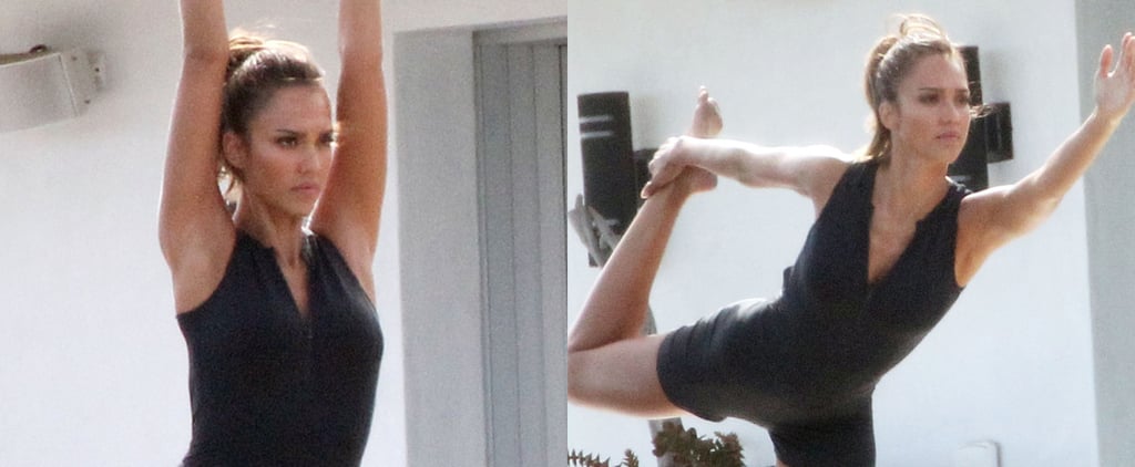 Jessica Alba Doing Yoga