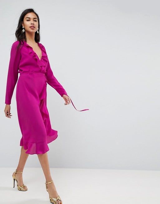 ASOS Ruffle Wrap Midi Dress