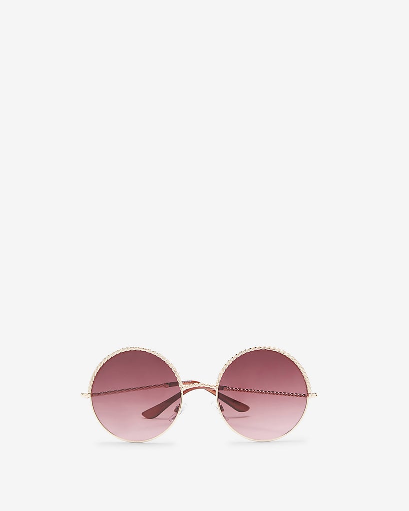 Express Textured Frame Round Lens Sunglasses
