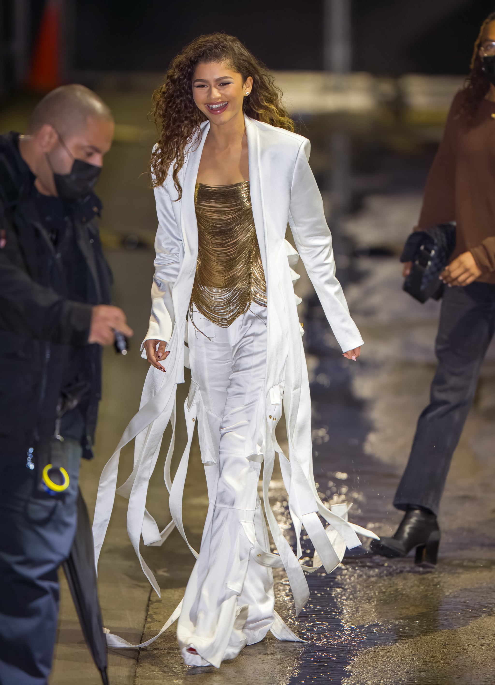 Zendaya Wearing a Balmain Suit and Top For Jimmy Kimmel | Sure, Zendaya's Slinky Chain Top Is Sexy, but We're More by Her Wild Cargo Pants POPSUGAR Fashion UK