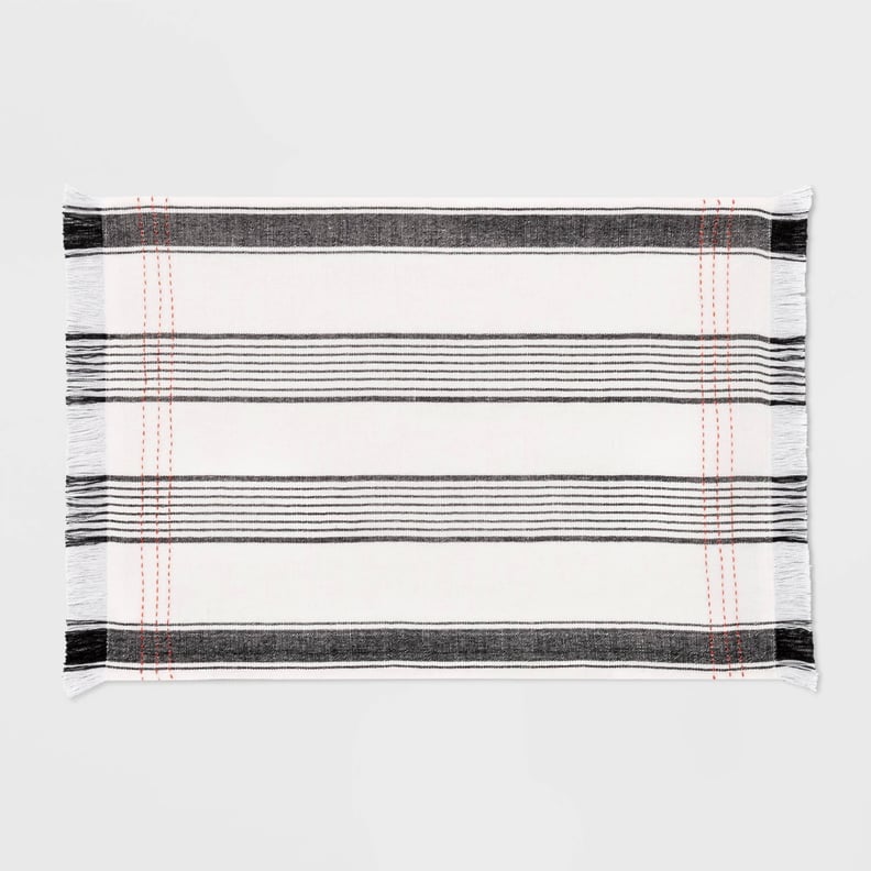 Placemat Woven Striped in Black/Orange