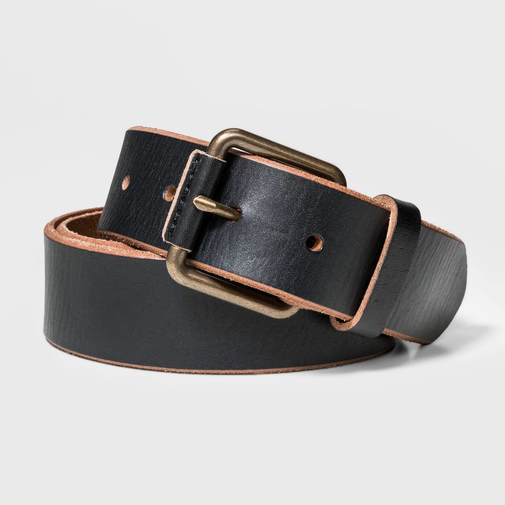 Men's 35mm Black Leather Wrapped Belt