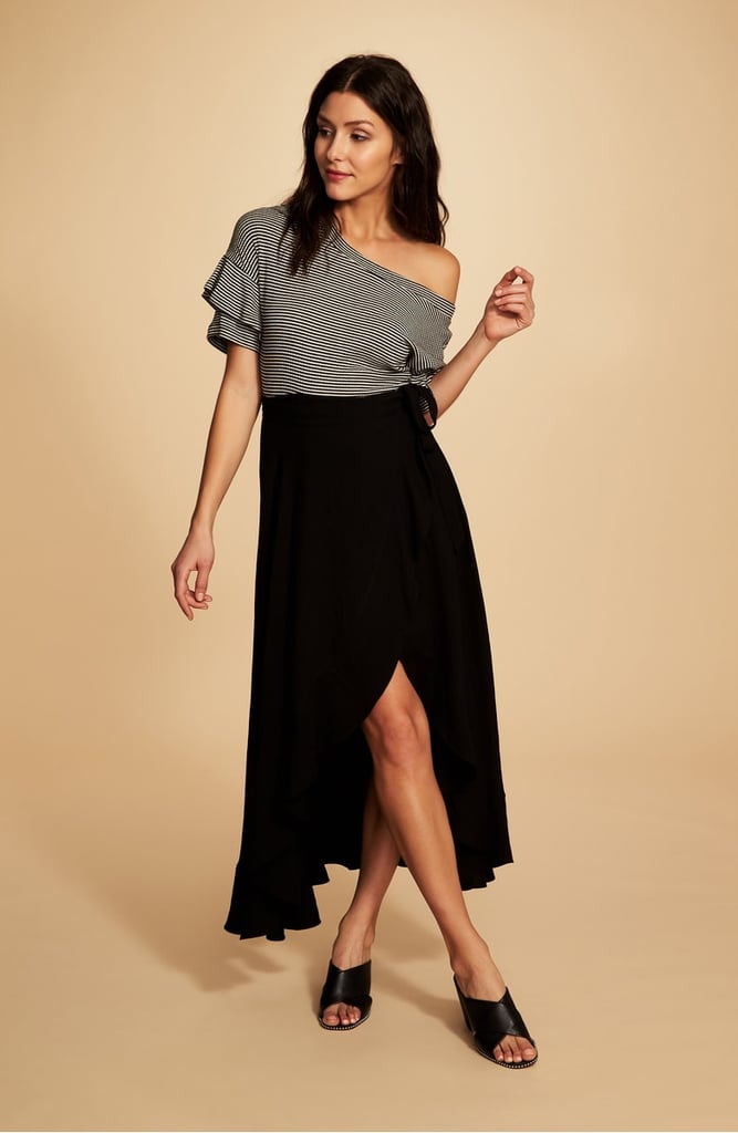 1.STATE Ruffle Wrap Maxi Skirt