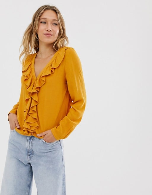 Asos Monki V-neck Frill Blouse