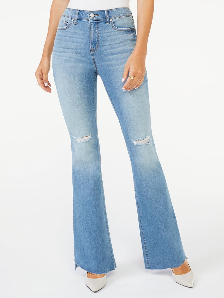 Scoop High-Rise Flare Angled Step Hem Jeans