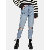 Topshop Double Rip High Waist Mom Jeans
