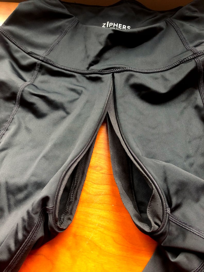 Glossy Invisible zipper open crotch leggings Female autumn winter