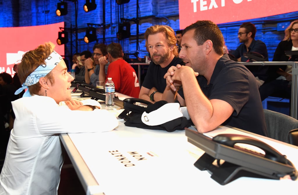 Justin Bieber, David Spade, and Adam Sandler