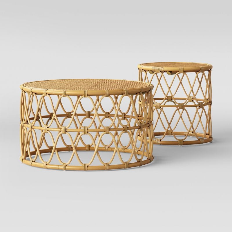 Opalhouse Jewel Round Coffee and Side Table Set Natural