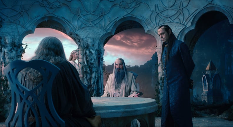 THE HOBBIT: AN UNEXPECTED JOURNEY, back, from left: Cate Blanchett, Christopher Lee, Hugo Weaving, 2012. Warner Bros. Pictures/Courtesy Everett Collection