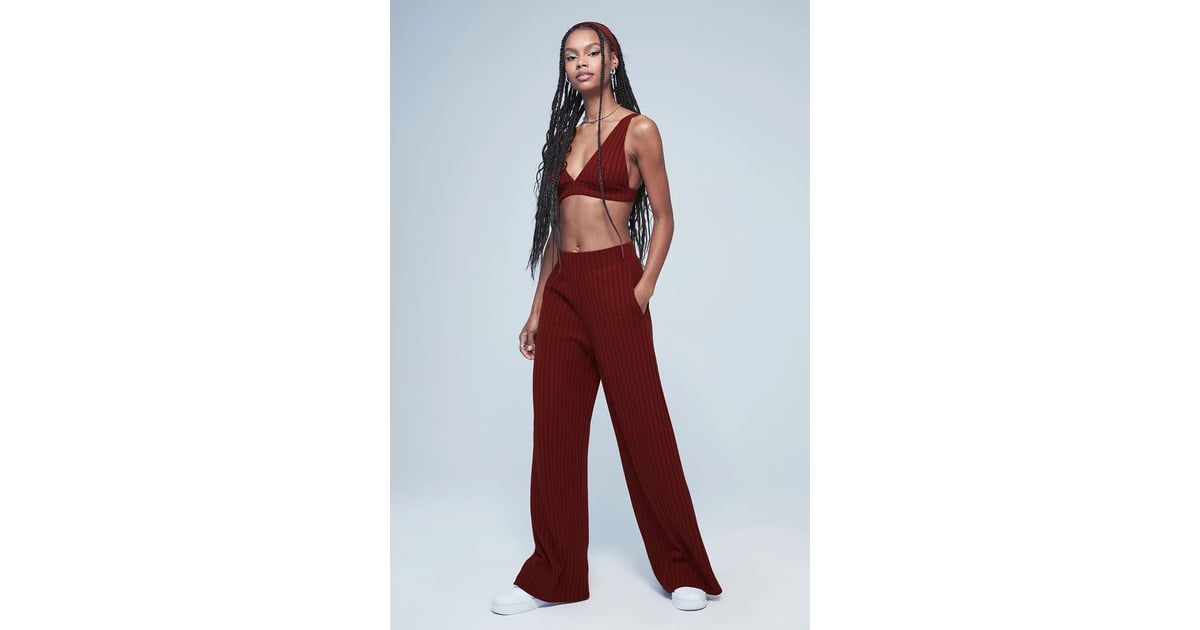 Brenna Wide Trousers  Burgundy  The Frankie Shop