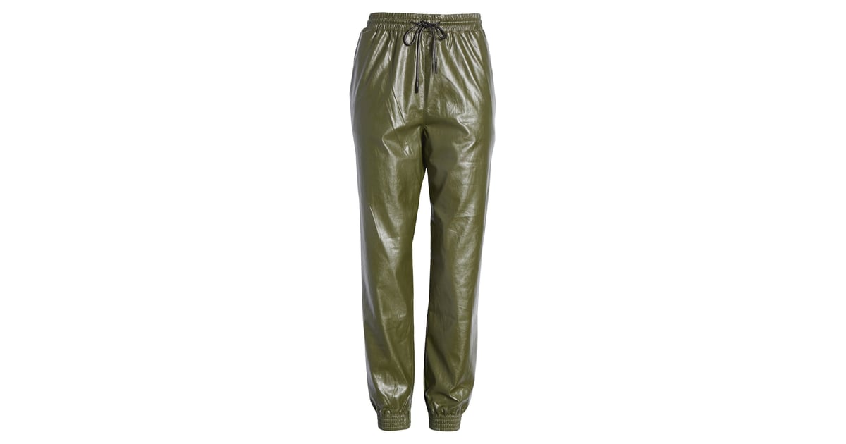 red leather jogger pants
