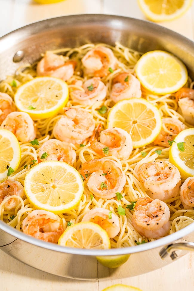 Lemon Butter Garlic Shrimp With Angel Hair Pasta