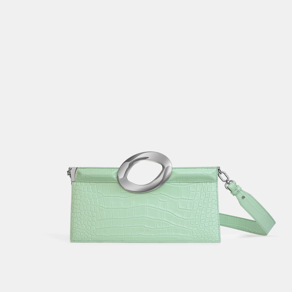 Pastel Green Croc Short Metal Top Handle Tote