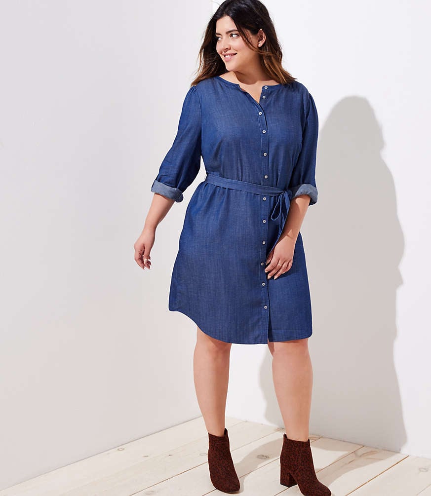 LOFT Chambray Shirtdress | Best Plus-Size Dresses For Fall | POPSUGAR ...