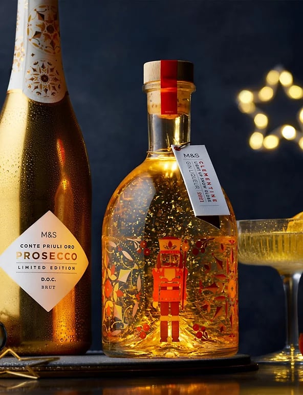 Food and Cooking Gifts: M&S Clementine Light Up Snow Globe Gin Liqueur & Prosecco Gift Box