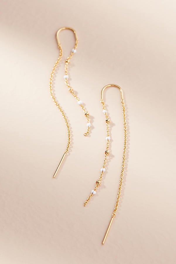 Anthropologie Delicate Stone Threader Earrings Simple Earrings