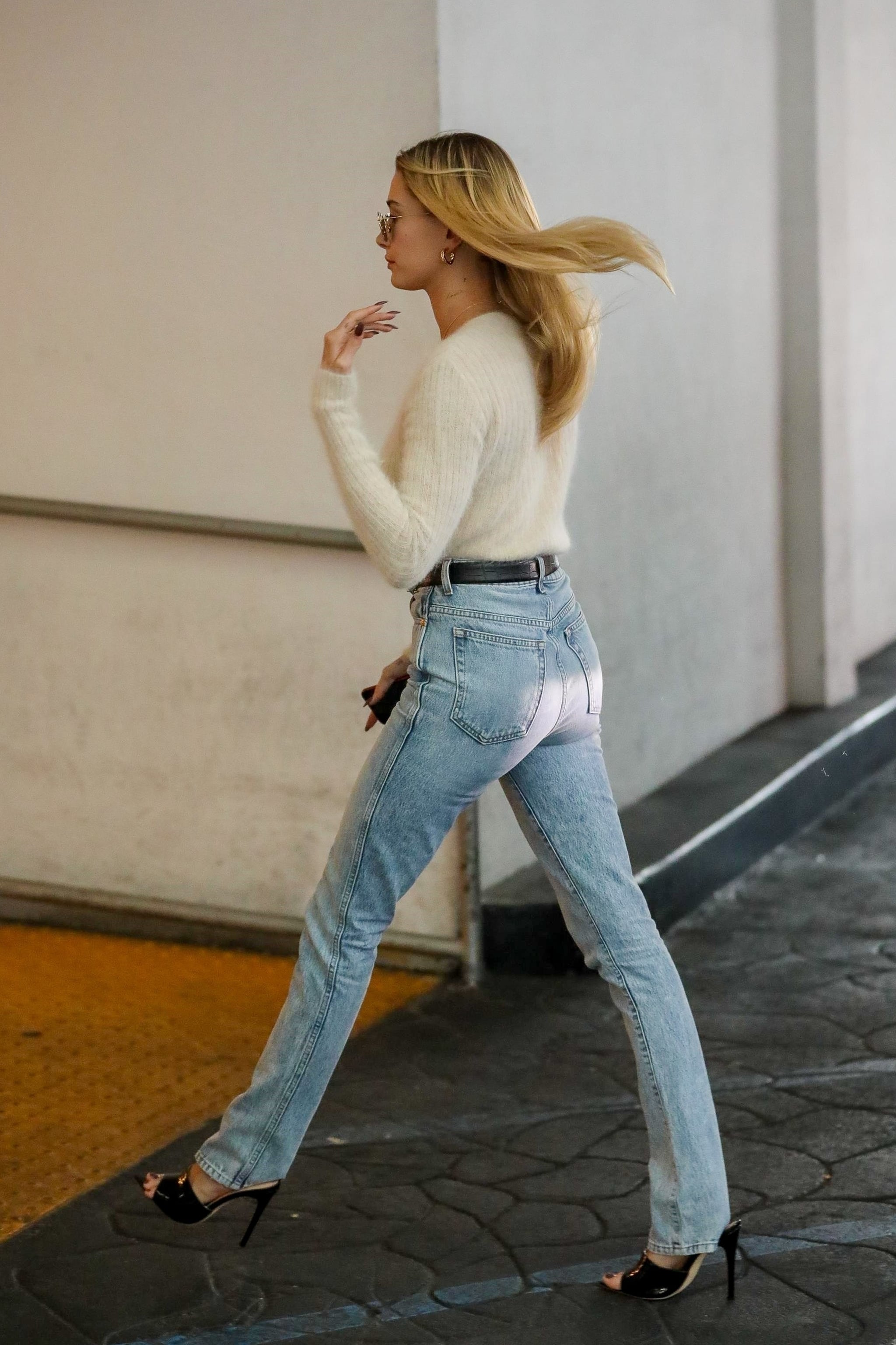 Hailey Baldwin's Fuzzy Cropped Cardigan Sweater | POPSUGAR Fashion UK