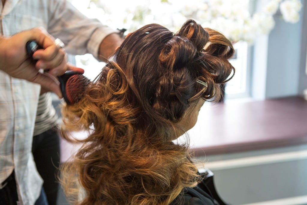 Once your hair has set, take the clips out and brush your 