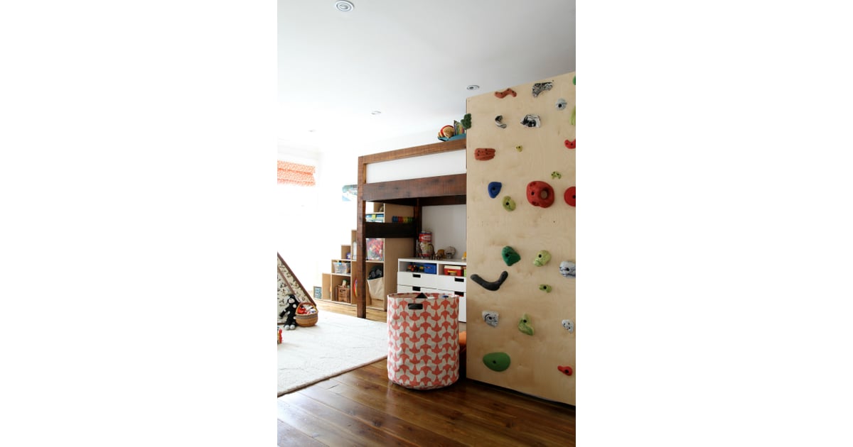 A bunk bed climbing wall KidFriendly Design Elements POPSUGAR Home