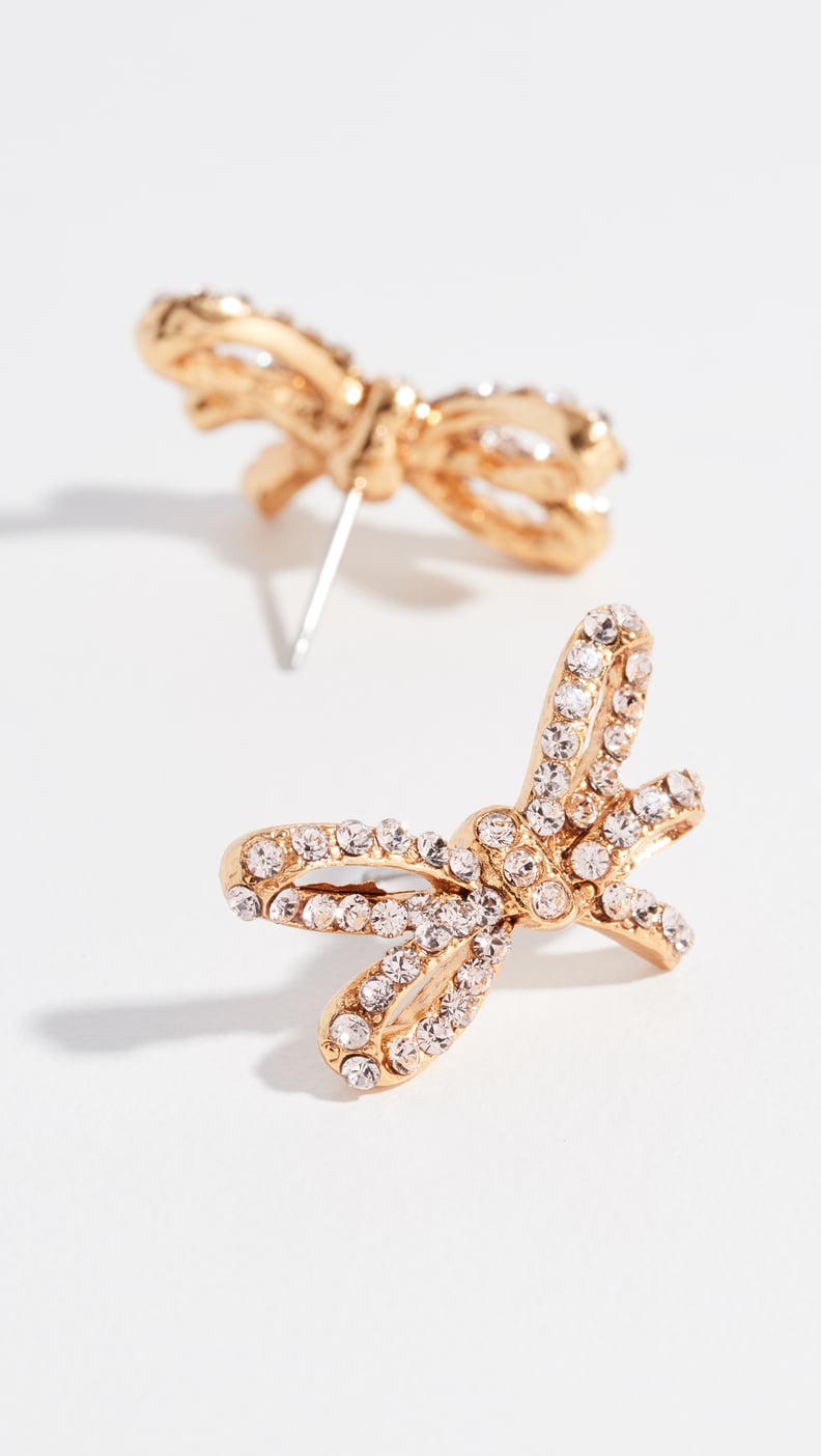 Oscar de la Renta Pave Metal Bow Earrings