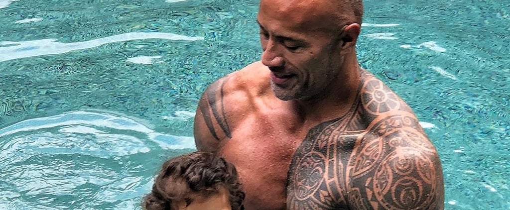 Dwayne Johnson Gives His Daughter Swimming Lessons