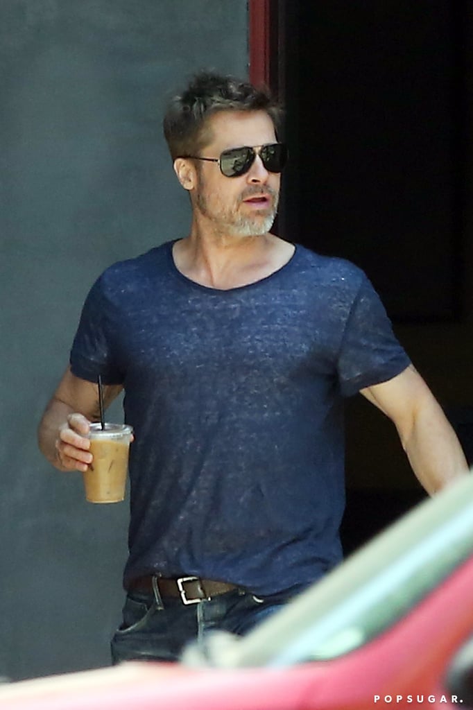 Brad Pitt Getting Coffee in LA July 2017 POPSUGAR Celebrity