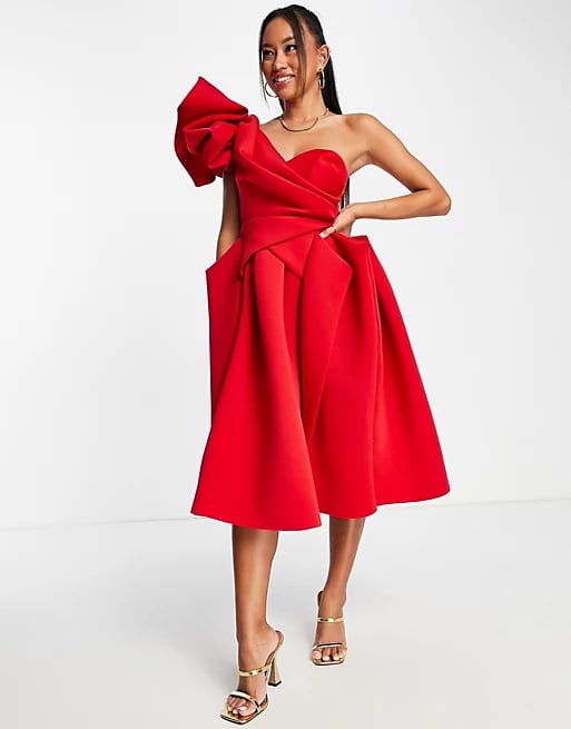 ASOS Design One Shoulder Origami Midi Dress