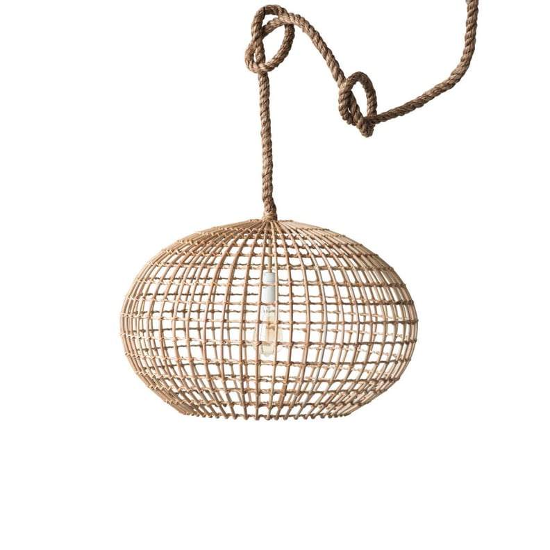 A Boho Light Fixture: Round Wicker Pendant Ceiling Light