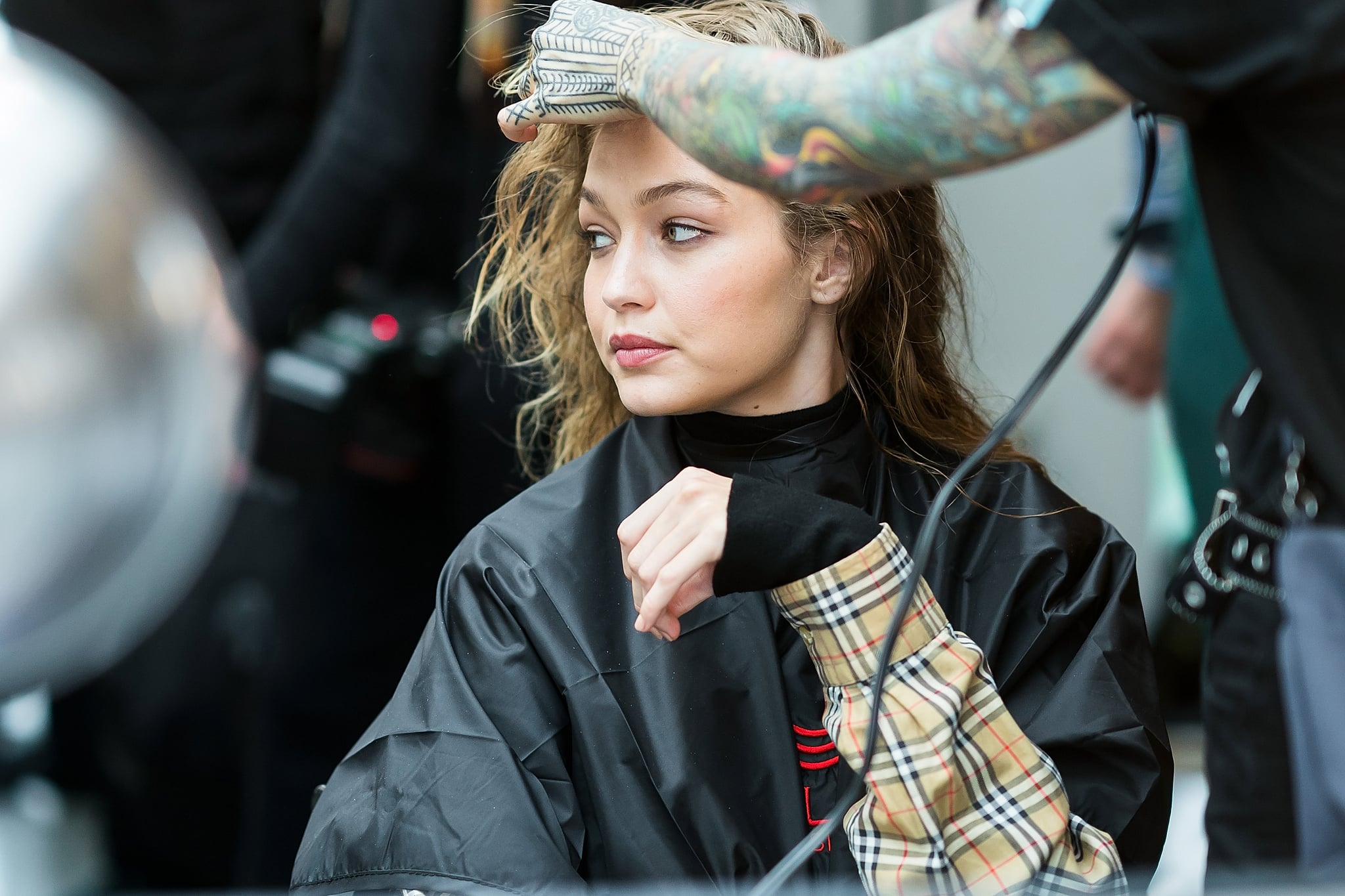 Gigi Backstage at Prabal Gurung Gigi Hadid Is Already Working