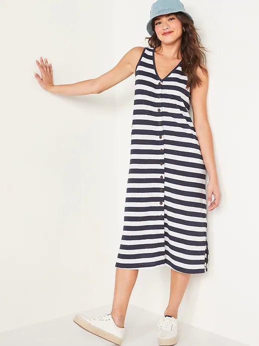 Old Navy Sleeveless Button-Front Midi Shift Dress