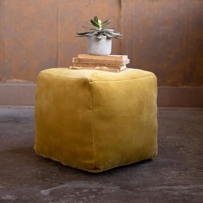 Honey Velvet Pouf